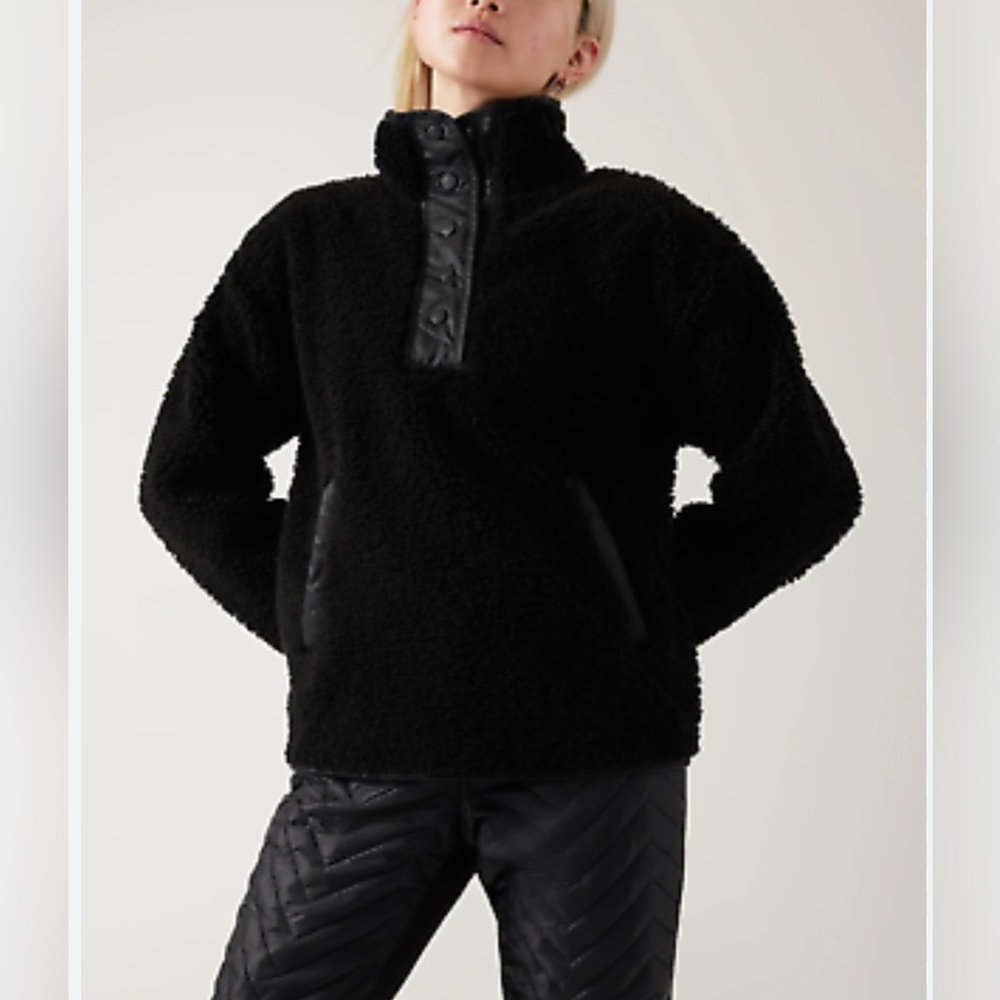 NWT Athleta Cozy Sherpa Snap Sweatshirt Size M